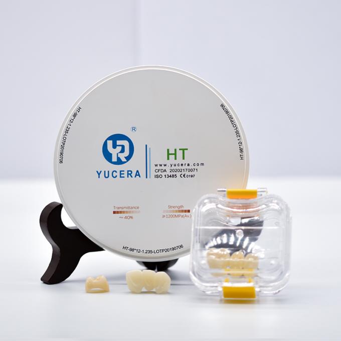 CAD CAM Translucent Zirconia Crowns 98mm HT Zirconia Blank Disc