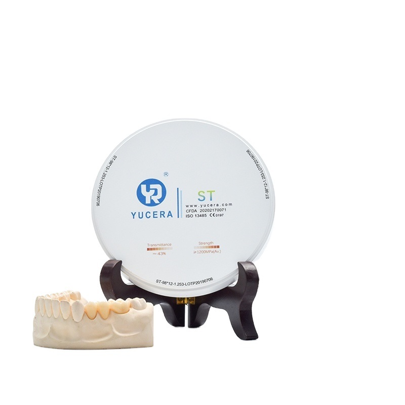 Yucera Factory Price Dental Super Translucent ST 98mm 95mm White Block Ceramic Disc for Cad Cad System 5axis Milling Machine