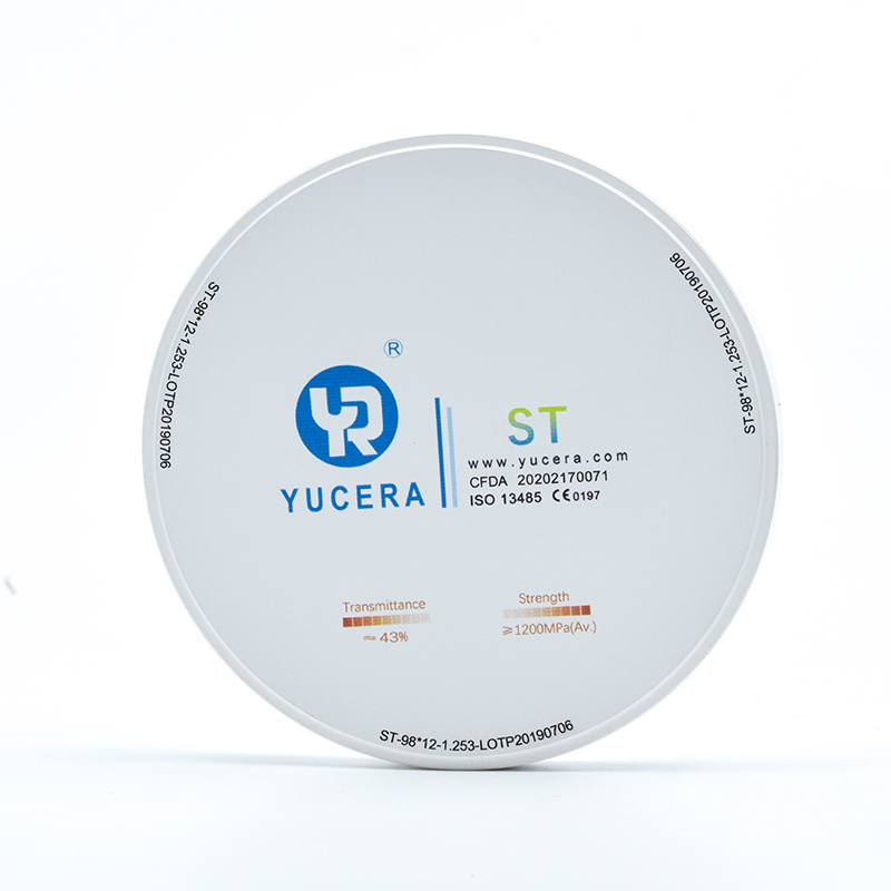 Yucera Factory Price Dental Super Translucent ST 98mm 95mm White Block Ceramic Disc for Cad Cad System 5axis Milling Machine