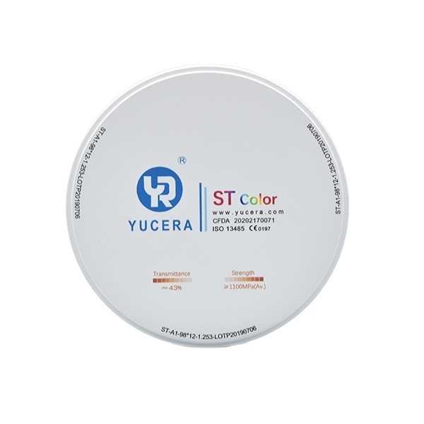 Yucera Dental Laboratory Zirconia Blank Cad Cam ST Color A1/a2/a3 Color Dental Zirconia Block