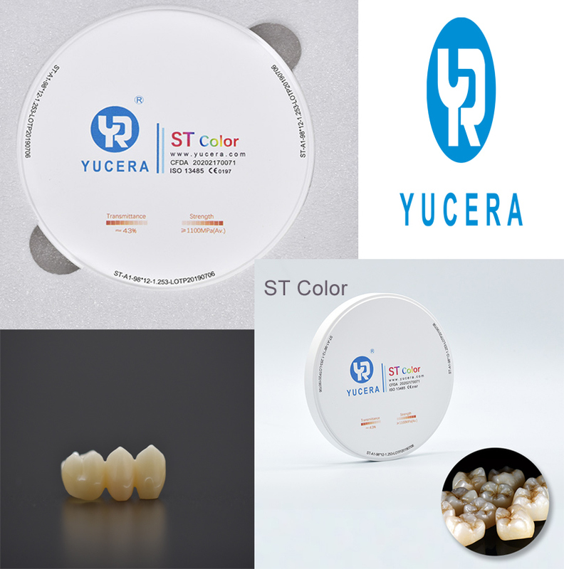 Yucera Dental Laboratory Zirconia Blank Cad Cam ST Color A1/a2/a3 Color Dental Zirconia Block