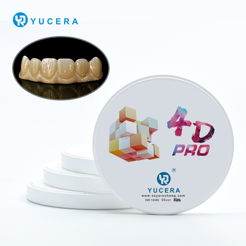 43%-57% Translucency 700-1200 MPa Bending Strength YUCERA Dental 98mm Open System CAD/CAM 4D Pro Multilayer Zirconia Block