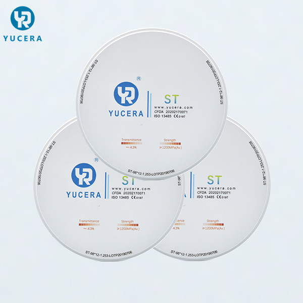 Cad Cam 1200MPA 98mm 43% Translucent Zirconia Blocks