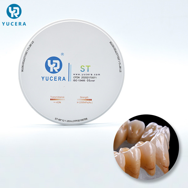 43% Translucent CAD CAM 1200MPA Dental Zirconia Blank