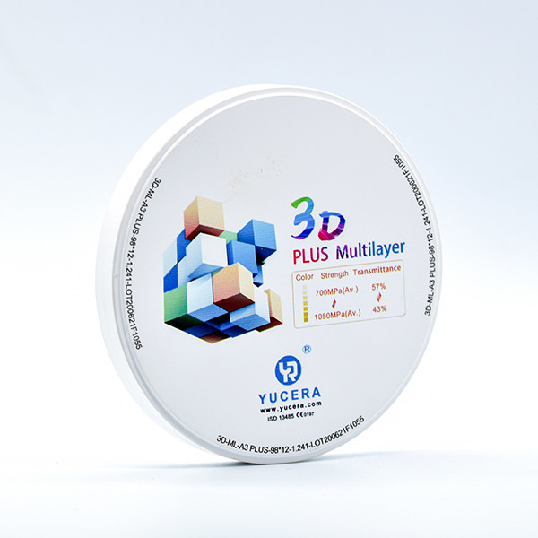 49% Translucent 1500 ℃ 3D Multilayer Dental Zirconia Blank
