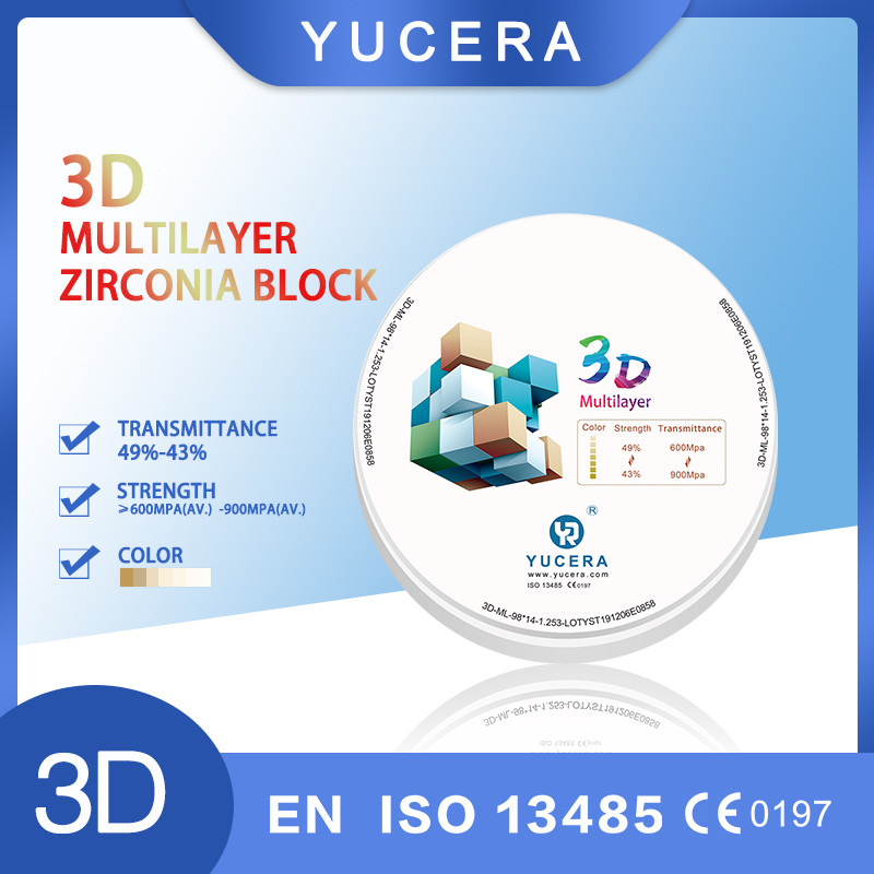 3D plus Multilayer Zirconia Block 1200HV Self colored CAD CAM Zirconia Blocks