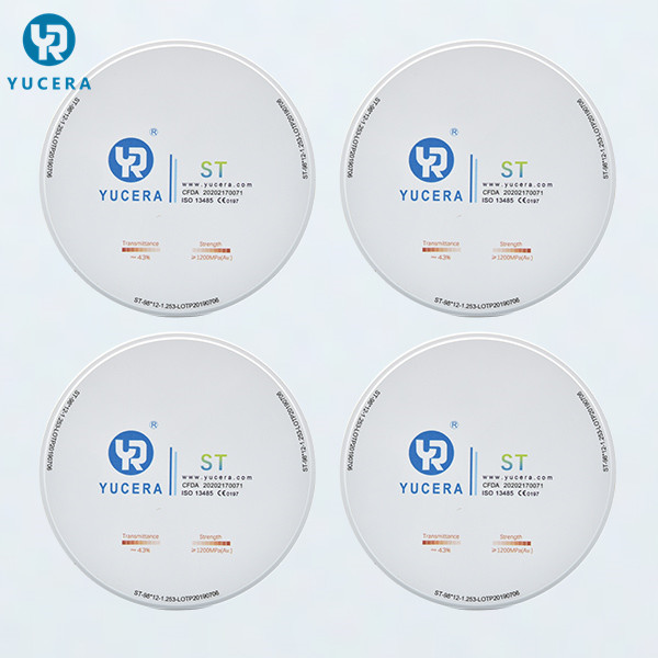 Cad Cam 1200MPA 98mm 43% Translucent Zirconia Blocks